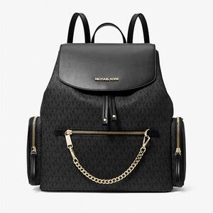 Michael Kors Black Backpack with Gold Chain